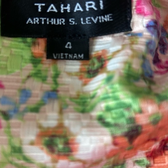 Tahari Coral and Multicolor Floral Midi Dress - Picture 7 of 11